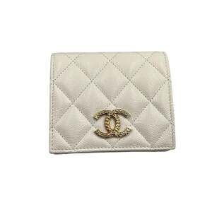 CHANEL White Logo Wallet
